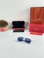 First Copy Cartier 694 Silver Blue Sunglasses