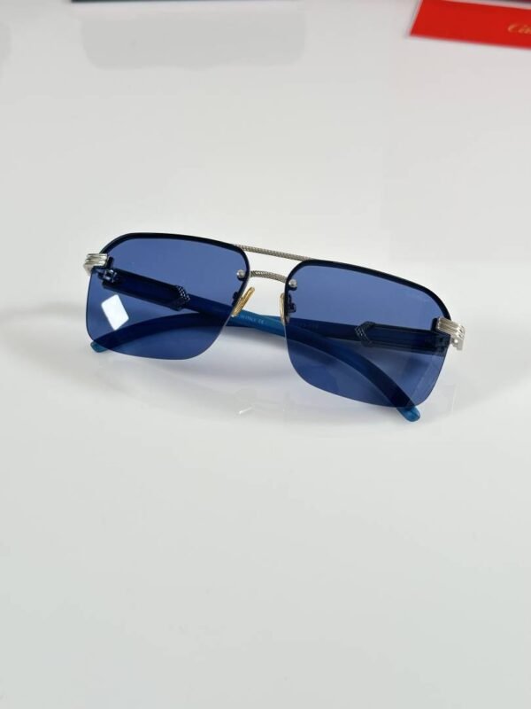 First Copy Cartier 694 Silver Blue Sunglasses