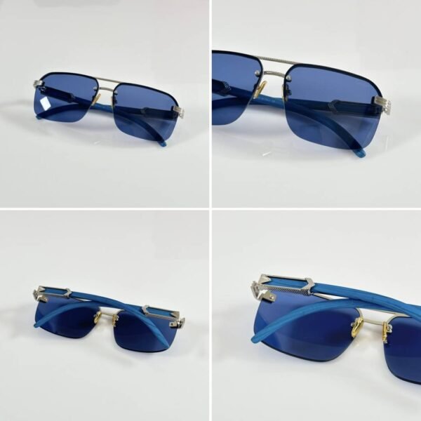 First Copy Cartier 694 Silver Blue Sunglasses