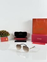 First Copy Cartier 7217 Gold Brown Sunglasses