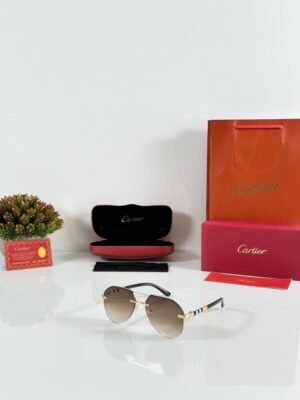 First Copy Cartier 7217 Gold Brown Sunglasses