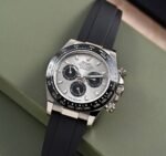 First Copy Luxury Chronograph Black Dial Rubber Strap Sports Watch With Premium Finish