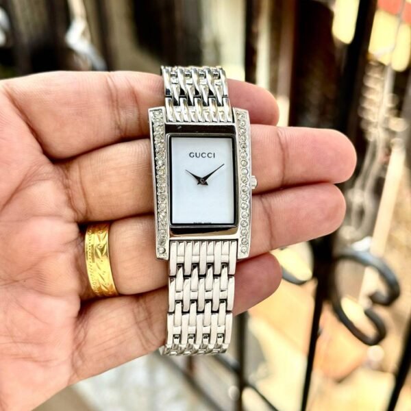 First Copy Gucci Silver White Ladies Watch For Women