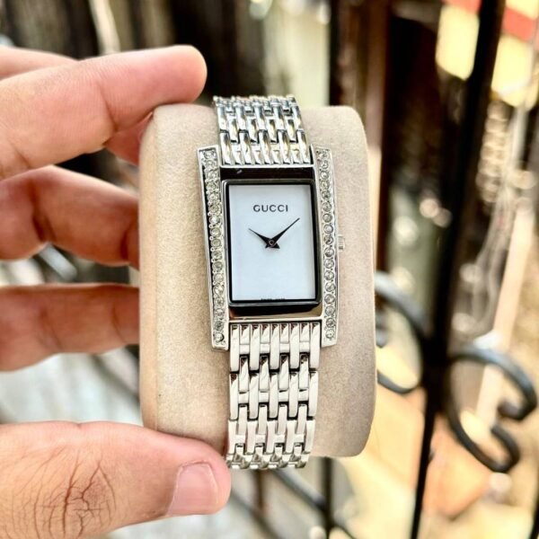 First Copy Gucci Silver White Ladies Watch For Women