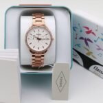 First Copy Fossil Tailor Watch For Women Gold White