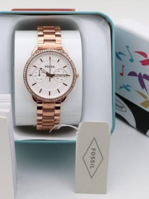 First Copy Fossil Tailor Watch For Women Gold White