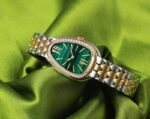 First Copy Bvlgari Serpenti Two Tone Green Dial Watch For Women