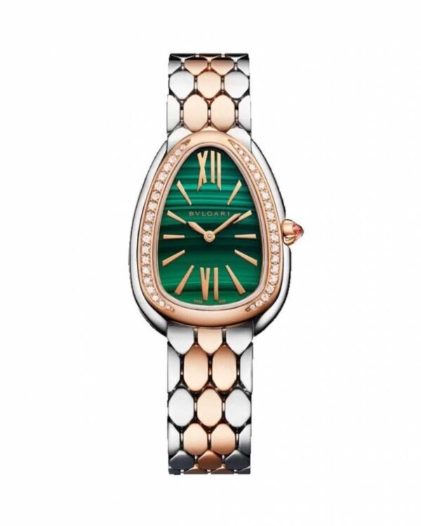 First Copy Bvlgari Serpenti Two Tone Green Dial Watch For Women