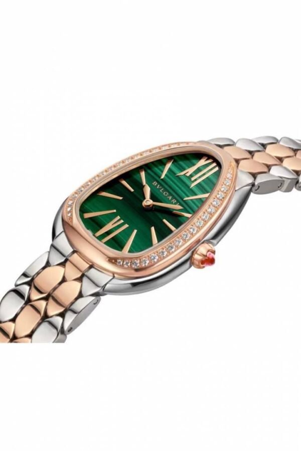 First Copy Bvlgari Serpenti Two Tone Green Dial Watch For Women