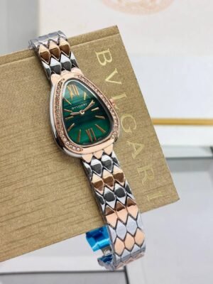 First Copy Bvlgari Serpenti Two Tone Green Dial Watch For Women