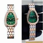 First Copy Bvlgari Serpenti Two Tone Green Dial Watch For Women
