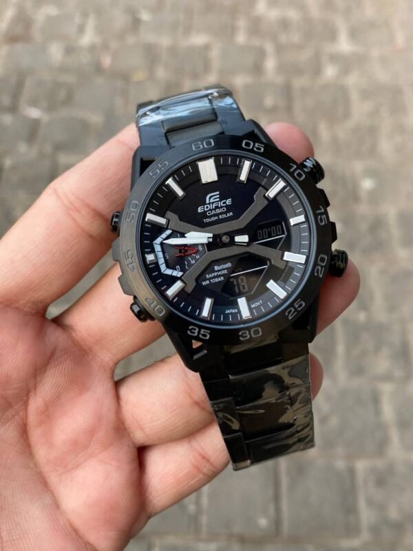 First Copy Luxury Black Sports Chronograph Watch With Rugged Case And Premium Finish