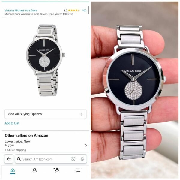 First Copy Michael Kors Portia Japan Watch For Women Silver Black