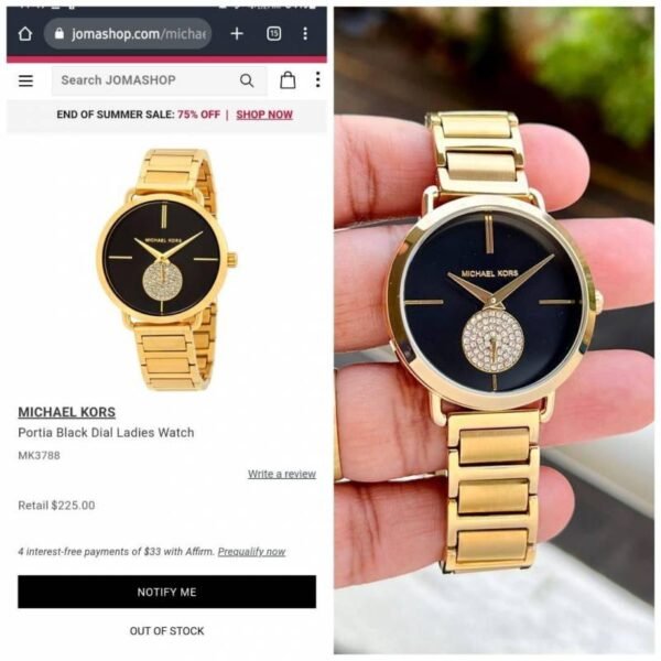 First Copy Michael Kors Portia Japan Watch For Women Gold Black