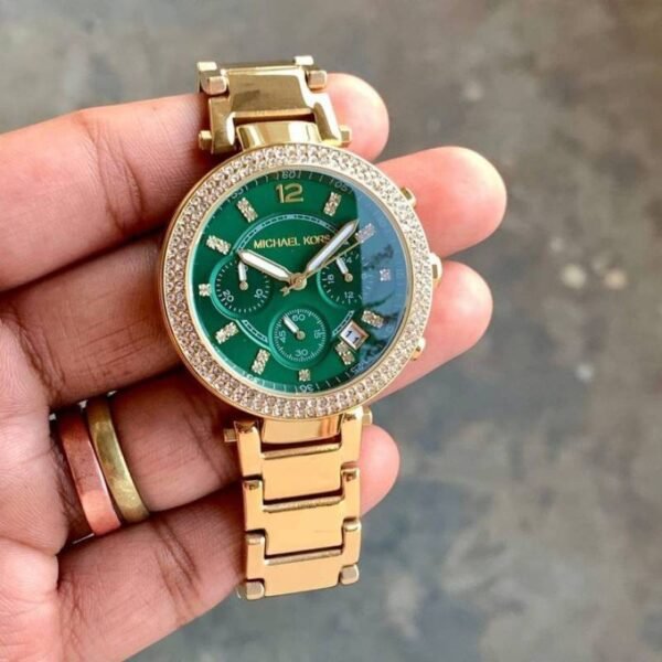 First Copy Michael Kors Parker Semi Japan Watch For Women Gold Green