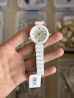 First Copy Emporio Armani White Diamond Dial Watch For Women