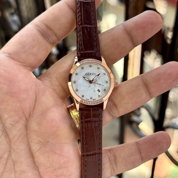 First Copy Gucci Leather Brown Watch For Women