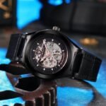 First Copy Luxury Black Skeleton Dial Automatic Watch With Rubber Strap And Premium Finish