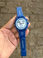 First Copy Luxury Blue Chronograph Sports Watch With Rubber Strap And Premium Finish