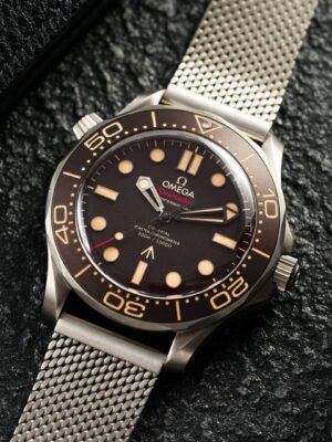 First Copy Omega Seamaster Bronze Bezel Brown Dial Mesh Strap Automatic Luxury Watch