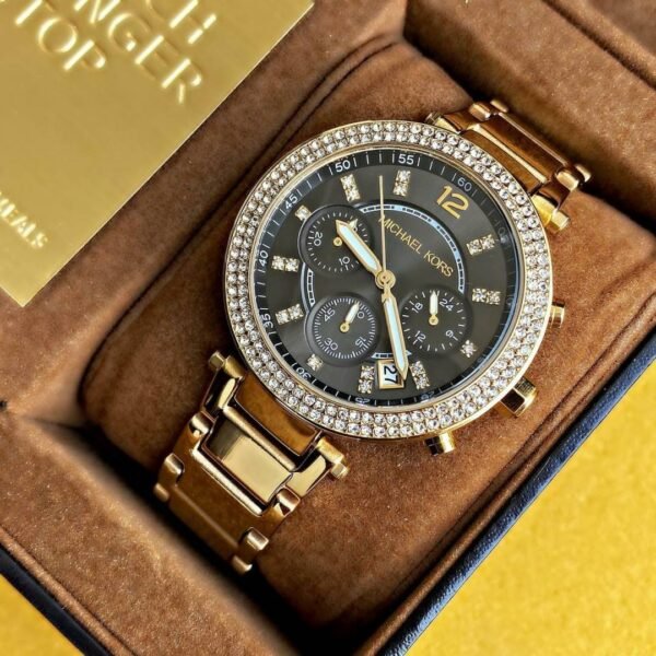First Copy Michael Kors Ladies Parker Watch For Women Gold Black