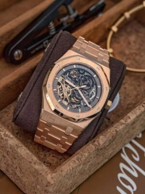 First Copy Patek Philippe Nautilus Rose Gold Skeleton Dial Men’s Analog Watch For Men