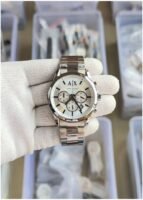 First Copy Luxury Stainless Steel White Dial Chronograph Watch With Premium Finish