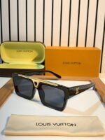 First Copy Louis Vuitton 1984 Black Gold Sunglasses