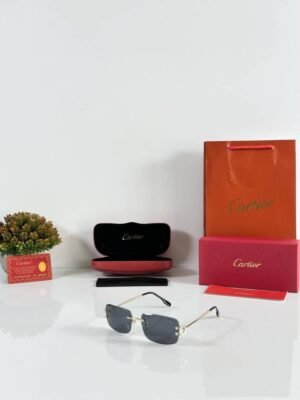 First Copy Cartier 0680 Gold Black Sunglasses