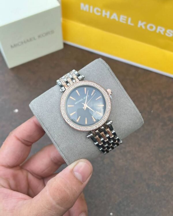 First Copy Michael Kors Darci Two Tone Copper Black Watch For Women
