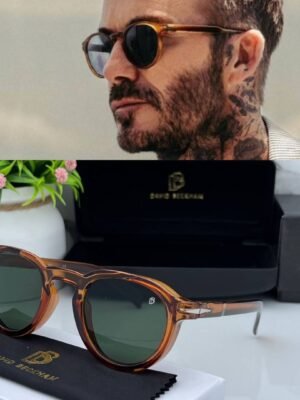 First Copy David Beckham Round Brown Green Sunglasses