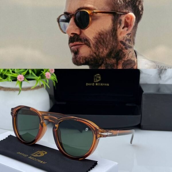 First Copy David Beckham Round Brown Green Sunglasses