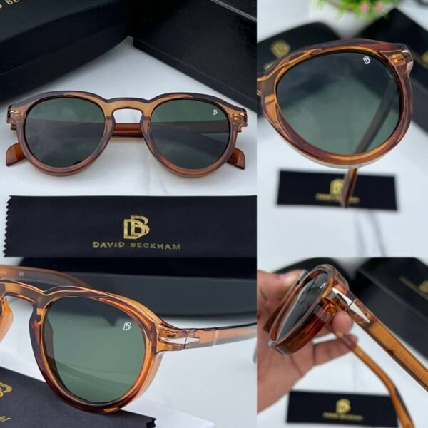 First Copy David Beckham Round Brown Green Sunglasses