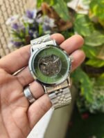 First Copy Luxury Green Skeleton Dial Automatic Stainless Steel Watch With Premium Finish