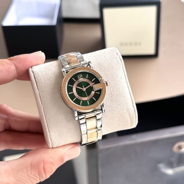 First Copy Gucci G-Timeless Green Dial Silver Gold Women’s Analog Watch