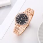 First Copy Fossil Rose Gold Black Dial Crystal Bezel Women’s Analog Watch