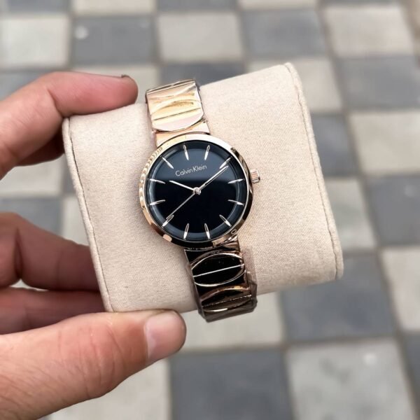 First Copy Calvin Klein Rose Gold Black Dial Women’s Analog Watch
