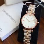 First Copy Emporio Armani Rose Gold White Dial Roman Marker Women’s Analog Watch