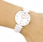 First Copy Emporio Armani White Ceramic White Dial Women’s Analog Watch