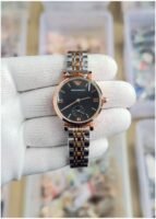 First Copy Emporio Armani Rose Gold Black Dial Women’s Analog Watch