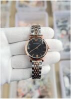 First Copy Emporio Armani Rose Gold Black Dial Women’s Analog Watch