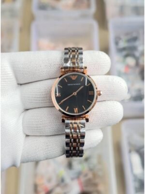 First Copy Emporio Armani Rose Gold Black Dial Women’s Analog Watch