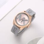 First Copy Michael Kors Runway Rose Gold Grey Silicone Women’s Analog Watch