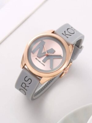 First Copy Michael Kors Runway Rose Gold Grey Silicone Women’s Analog Watch