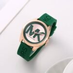 First Copy Michael Kors Runway Rose Gold Green Silicone Women’s Analog Watch