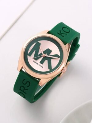 First Copy Michael Kors Runway Rose Gold Green Silicone Women’s Analog Watch