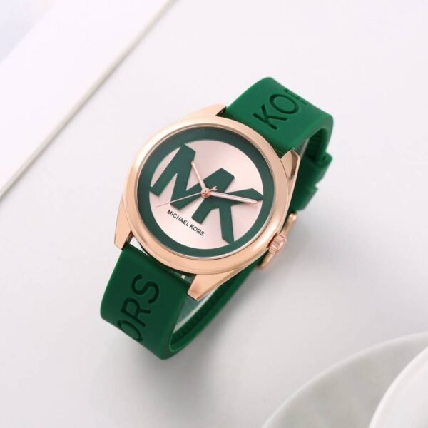 First Copy Michael Kors Runway Rose Gold Green Silicone Women’s Analog Watch