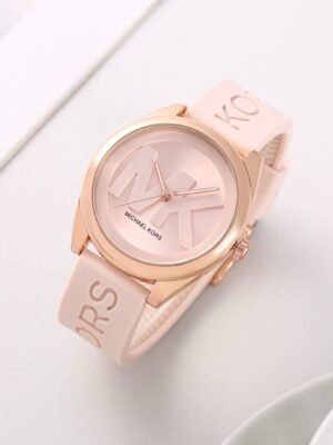 First Copy Michael Kors Runway Rose Gold Pink Silicone Women’s Analog Watch