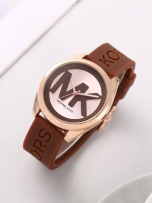 First Copy Michael Kors Runway Rose Gold Brown Silicone Women’s Analog Watch