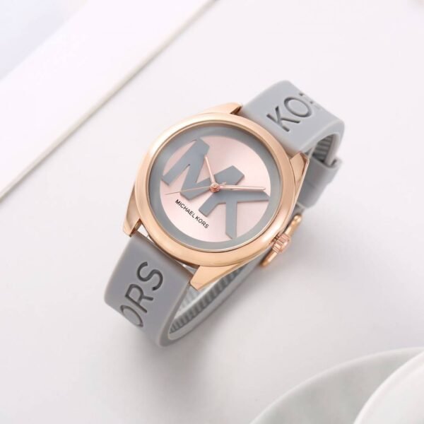 First Copy Michael Kors Runway Rose Gold Grey Silicone Women’s Analog Watch